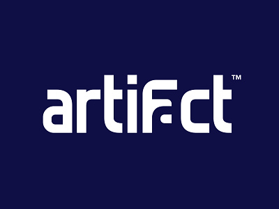 Artifact analytics data hidden logo logotype negative pattern software tech typography