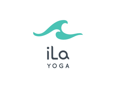 iLa Yoga balance gray green health logo mint negative ocean sea wave yoga