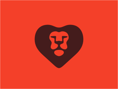 New Lion animal brown cat chocolate head heart lion logo love mascot negative orange shadow sports wild