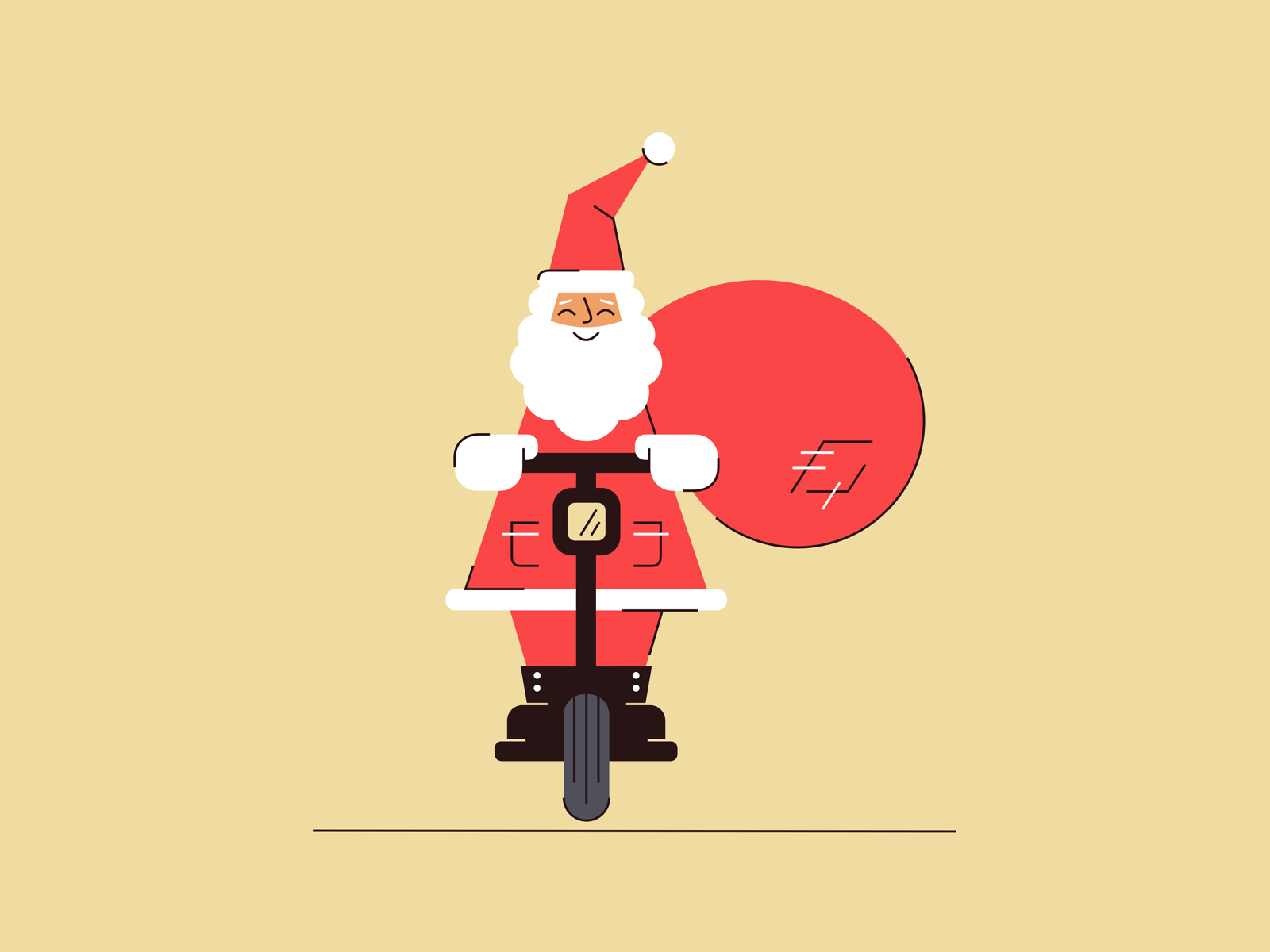 eSanta beard belt claus electric illustration power present red ride santa scooter smile speed white winter