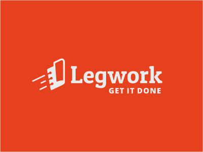 Legwork beige document fly fold leg list logo orange outsourcing paper shadow speed task work