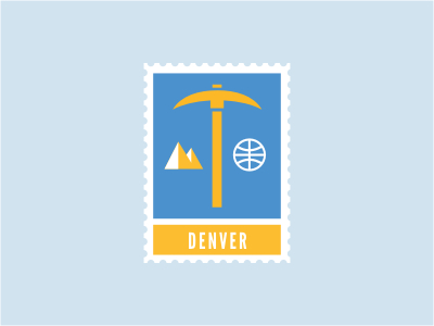 Denver Nuggets ball basketball blue gold logo mountain nba nugget peak pick rock sports stamp