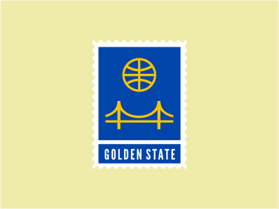Golden State Warriors ball basketball blue bridge gate gold logo nba sports stamp structure warriors