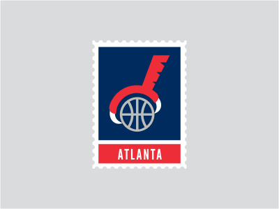 Atlanta Hawks animal atlanta ball basketball bird blue hawk logo nba red sports stamp