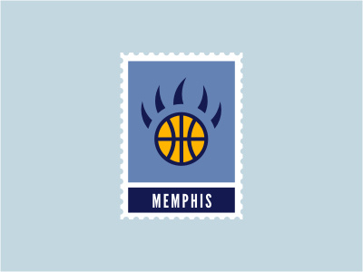 Memphis Grizzlies animal ball basketball bear blue logo memphis nba sports stamp track yellow
