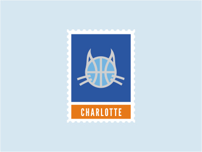 Charlotte Bobcats animal ball basketball blue cat charlotte logo nba orange sports stamp wild