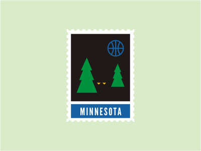 Minnesota Timberwolves animal ball basketball black blue eyes forest green logo minnesota nba sports stamp wolf wood yellow