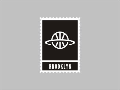 Brooklyn Nets logo stamp sports basketball ball rim net nba black