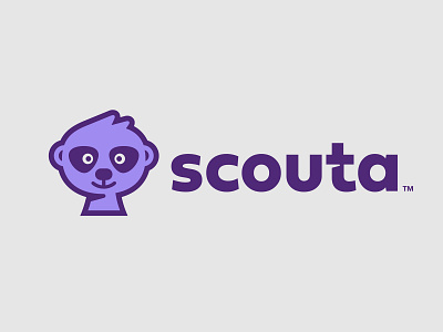 Scouta animal cute cv friendly hiring job logo lookout mascot meerkat purple resource scout search talent team