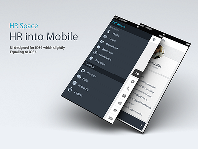 HR Space (iOS) Design Prototype menu mobile ui profile ui design ux
