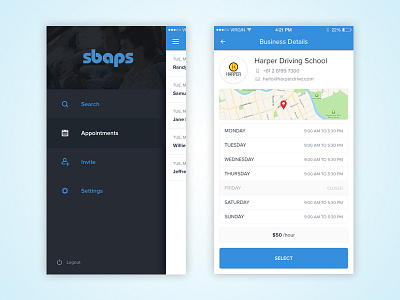 Sbaps - Manage your Appointments app appointments booking business ceffectz ceffectzdesigns invite ios mobile sbaps ui ux