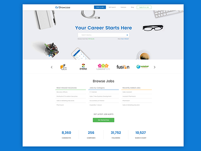 CV Showcase Landing Page ceffectz cvs cvshowcase design ios jobs materialdesign mobile ui ux web webdesign