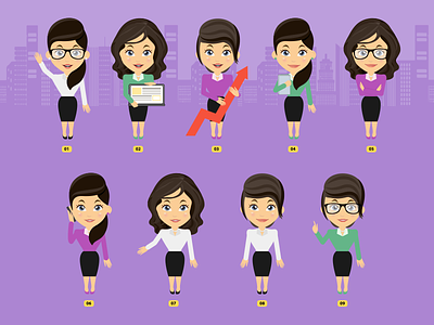 Female Office Characters art character characterdesign design female girl graphicdesign icon illustration shutterstock vector women
