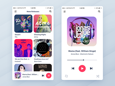 Music Player App app clean concept design interface minimal mobile music player ui uiux ux