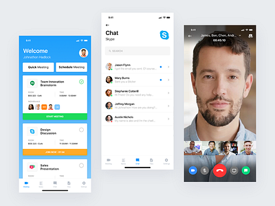 Meeting App app chat clean conference design ios meeting mobile ui uiux ux