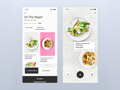 Restaurant App app ar clean design food ios mobile recipe restaurant ui uiux ux