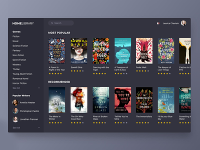 Book App Concept for Web Dark UI