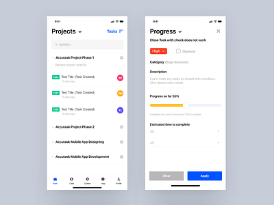 Task Manager App app ceffectz charts clean design ios minimal mobile progress task task manager tracker ui ui ux ux