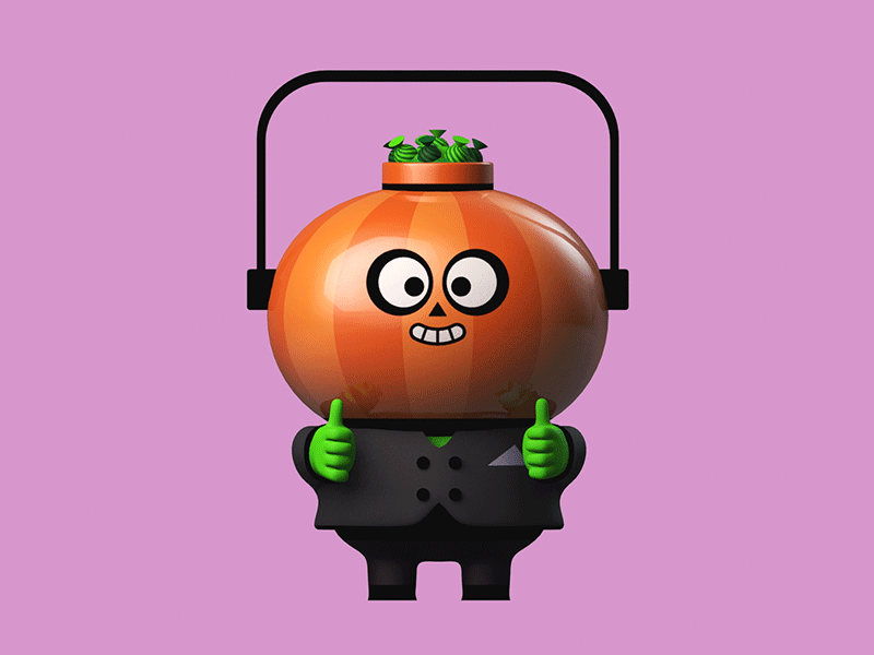 🎃Thumbs up 🎃 3d animation character animation character design halloween jack o lantern looping gif loopinggif motion graphics pumpkin thumbs up