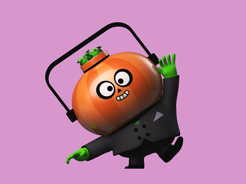 🎃Hello - ByeBye 🎃 3d animation bye character animation character design halloween hello hey hi jack o lantern looping gif loopinggif motion graphics pumpkin wave