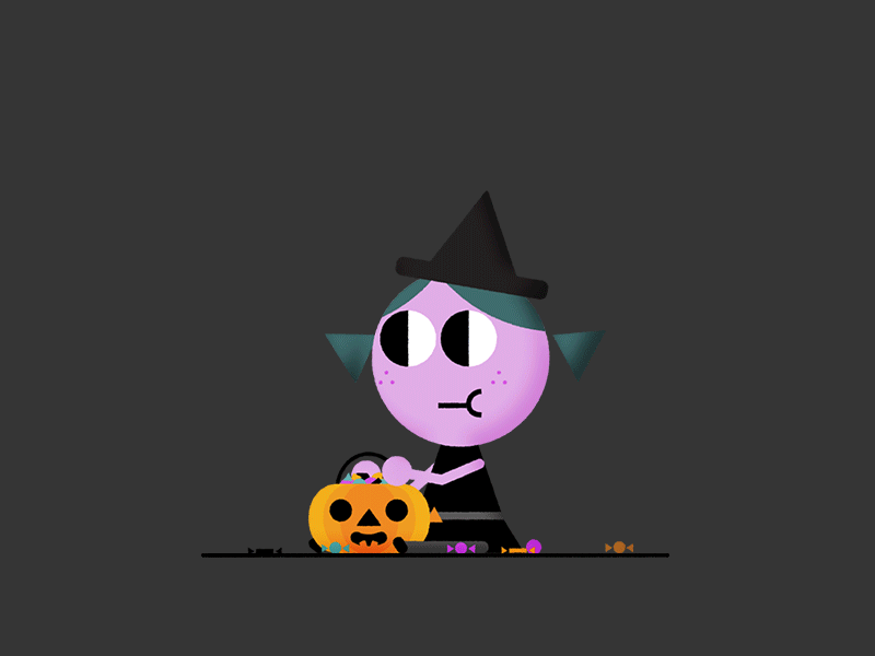 Eating Witch animation candy character animation character design cute eating halloween jack o lantern loopinggif motion graphics pumpkin sweets witch