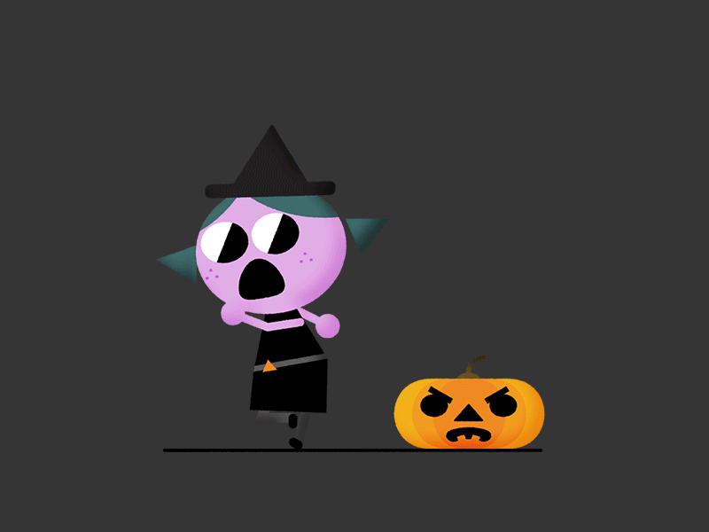 Running Witch animation character animation character design cute halloween jack o lantern looping gif loopinggif motion graphics pumpkin run running witch