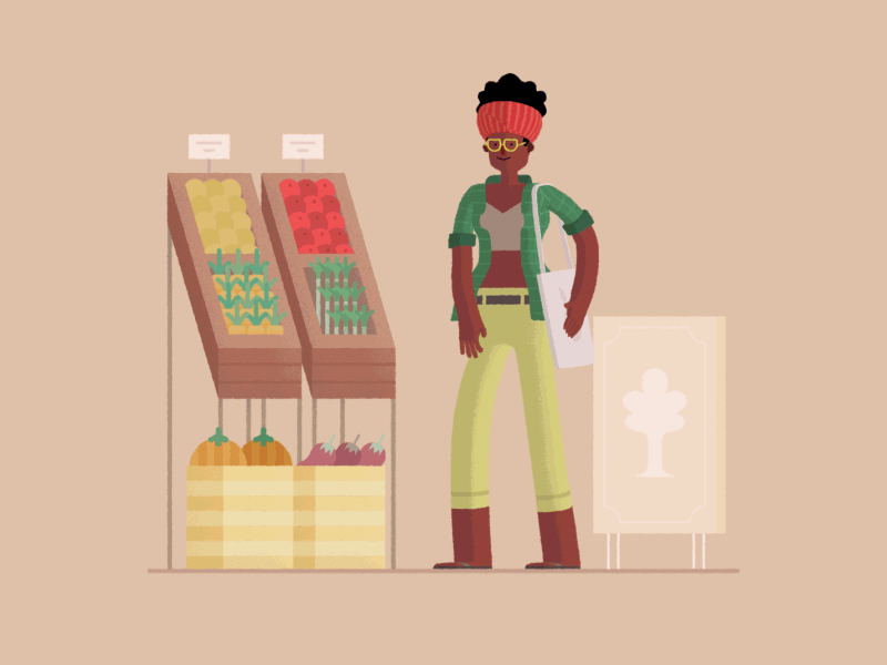 Stayin' Fresh! 🍎✌️😜 3d animation character animation farmers market fruit loop loopinggif market shopping vegetables