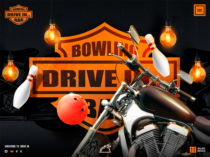 First page of the bowling page lamp website ux ui bowling bike