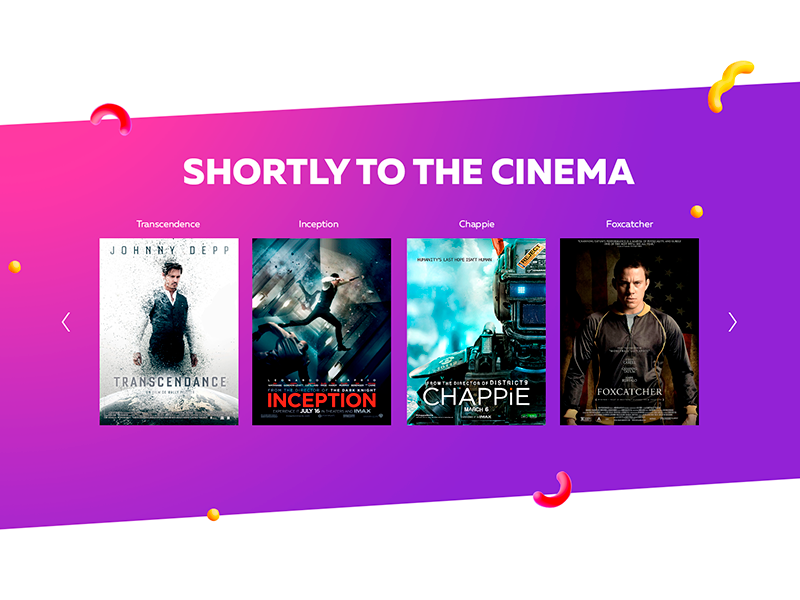 Slider in the block slider uiux gradient movies cinema