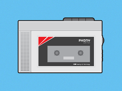 Phony Walkman cassette cassette player flat headphones illustration music retro sony sound vector walkman