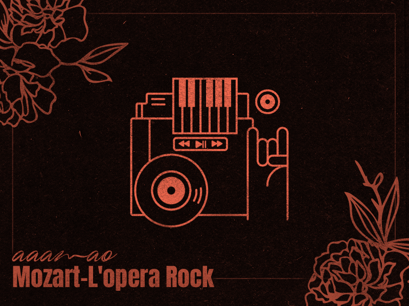Mozart-L'opera Rock Icon dynamic cd design dynamic effect icon illustration logo music retro rose rose gold vintage