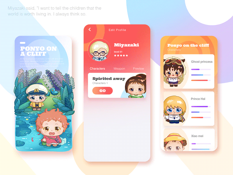 Hayao Miyazaki Character Game UI