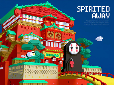 Spirited away 2 c4d faceless man hayao miyazaki illustration oil house pixel spirited away