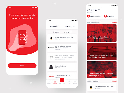 Loyalty App for Wholesalers cards ui clean design clean ui loyalty loyalty app loyalty program modern design red white
