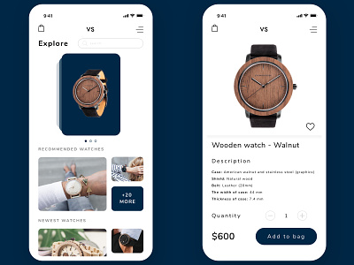 Online shop with watches in PWA technology