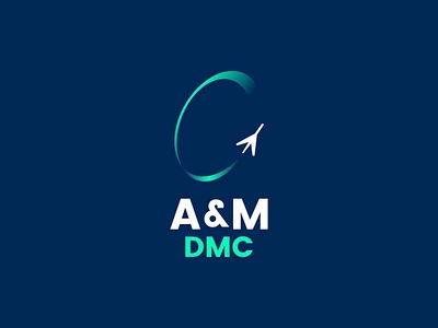 DMC Transportation Company Logo Design blue dark design dmc gradient identity logo plane tourism transport