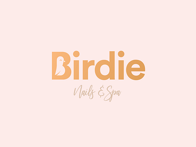 Birdie Nails Spa Logo design gold identity logo nail salon nails