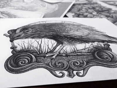 Ink and paper. Eagle illustration #1