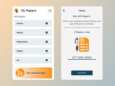 Educational App app design education mobile ui subscription ui ux