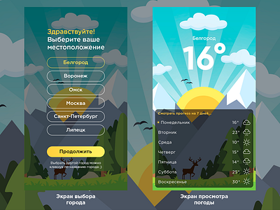 Prototype design of mobile weather app design design app illustration mobile app photoshop prototype weather app