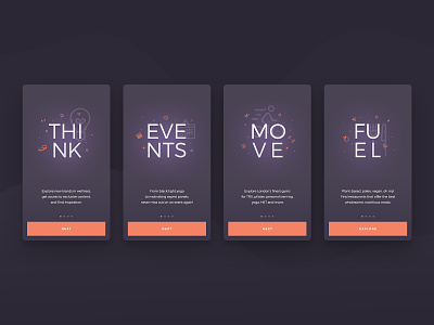 Onboarding screens for fitness and wellness app onboarding visual design