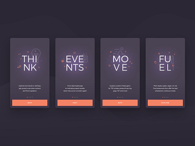 Onboarding screens for fitness and wellness app