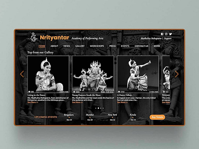 Landing page design for the Nrityantar. darkui designstudio landingpage ui webdesign
