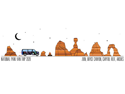 Van Trip Illustration illustration national park van camping van life van trip vector