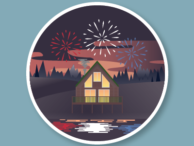 Cabin Time 4th of july illustration summer