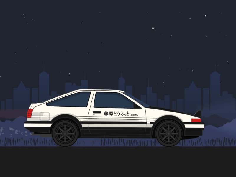 Toyota AE86 ae86 after effects animation car flat hachiroku illustration initial d loop toyota