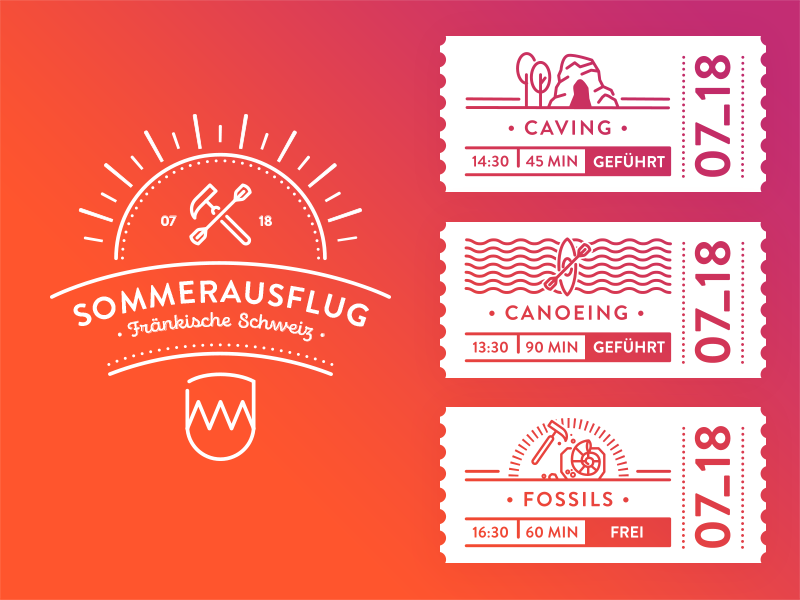 Sommerfest Dribbble logo icons trip summer tickets