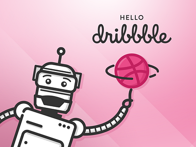 Hello dribbble debut dribbble robot