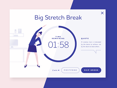 Break Reminder Tool app gym illustration office screendesign stretch tool ui