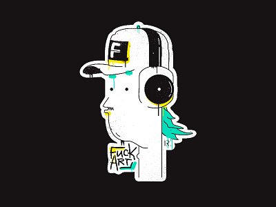 Sound Sticker 1 boy character headphones illustration man sticker texture